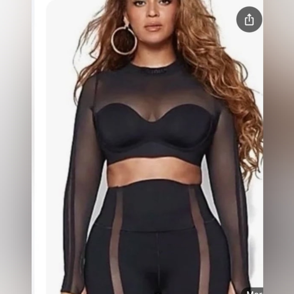 Adidas Ivy Park Black and Gold Mesh Crop Top/ Pants 2pc Set Size  Xs